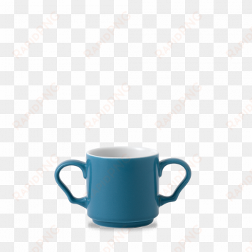 blue double handled stacking mug - mug