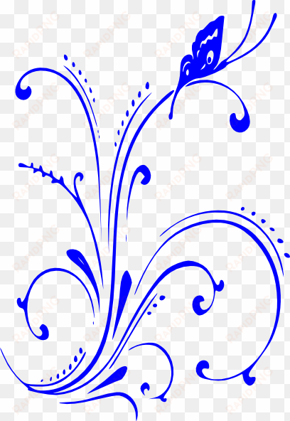 blue flower clipart blue scroll - royal blue wedding border png