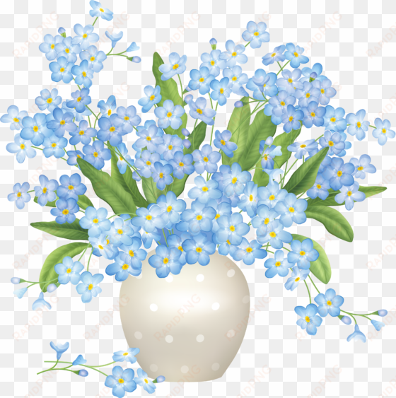 blue flower clipart transparent - flower vase transparent