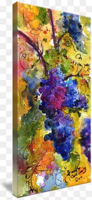 "blue grapes watercolor by ginette callaway" by - gallery-wrapped canvas art print 24 x 48 entitled blue