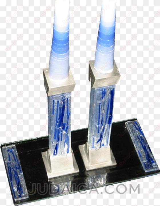 blue icicles candlesticks & tray - kelemen kuatro blue icicles candlesticks & tray