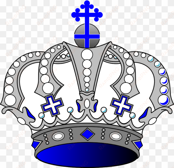 blue king crown png - blue and silver crown