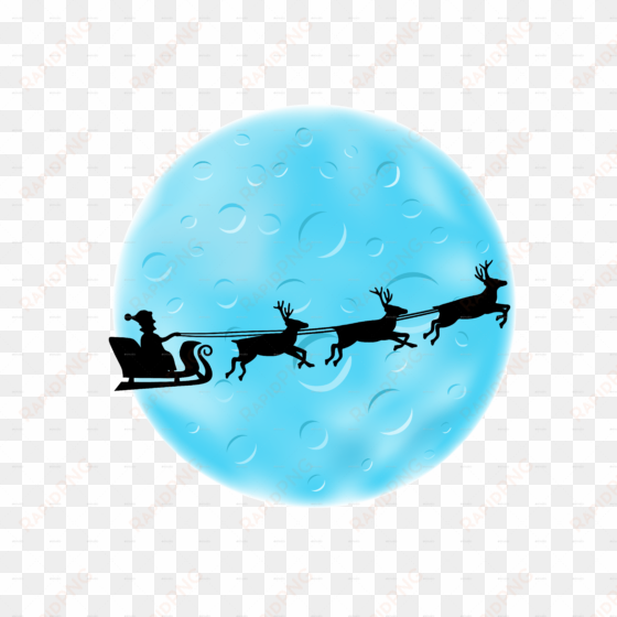 Blue Moon And Flying Santa transparent png image