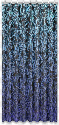 Blue Ombre Black Feather Pattern Window Curtain 50" - Window transparent png image