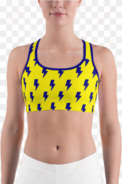 blue & yellow lightning bolts sports bra - bra