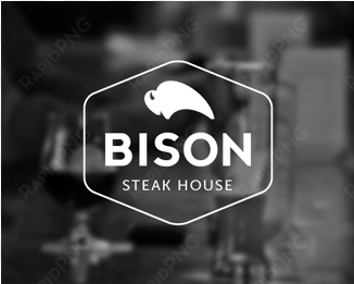 blurred background logo design - bison restaurant