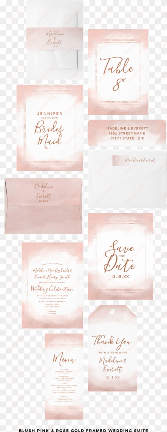 #blush #pink & rose gold framed wedding suite with - calligraphy