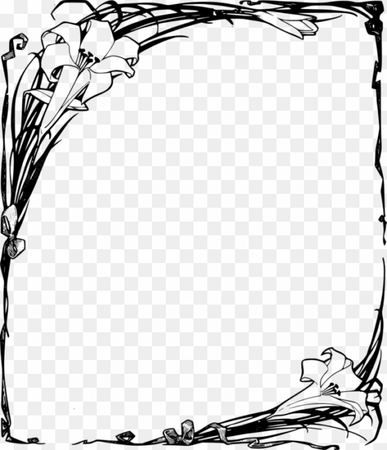 borders and frames easter lily tiger lily flower free - flower black and white frames transparent