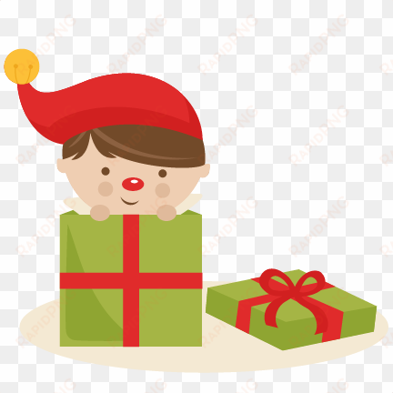 boy elf in present svg cutting files christmas svg - elf in a present