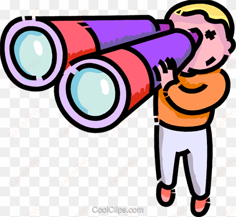 boy looking through binoculars royalty free vector - binoculars clip art