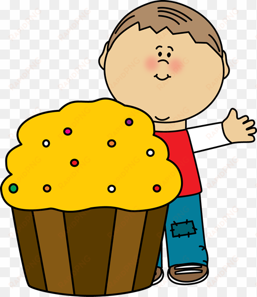 boy with cupcake clipart