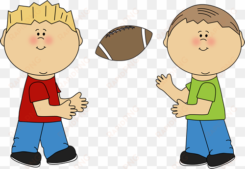 boys throwing a football - boys clipart