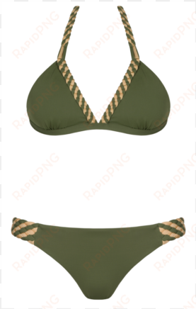 braided cascade khaki green - bikini