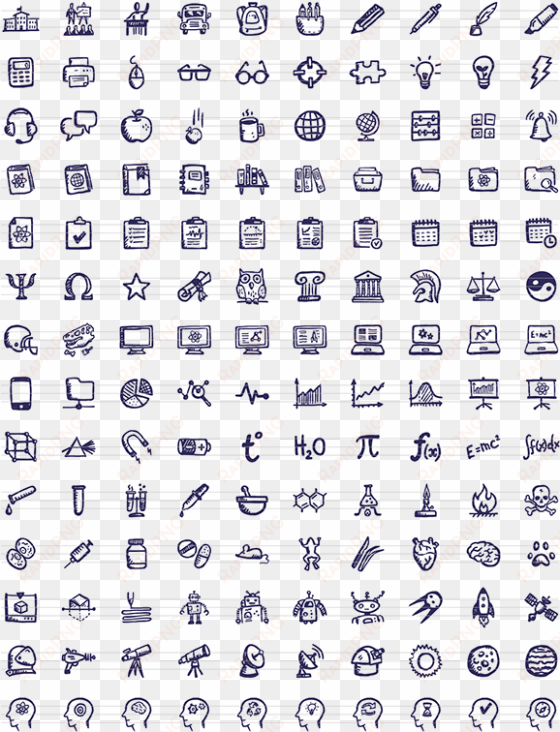 brainy icons free 36 free hand-drawn icons - universal symbol of education