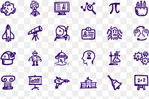 brainy icons - hand drawn education icons