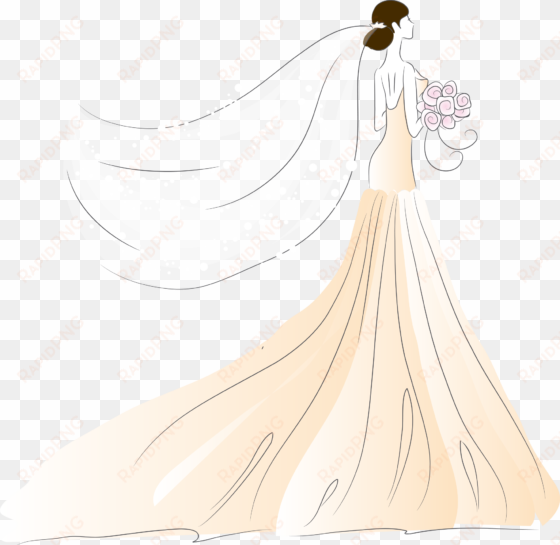 bride contemporary western wedding dress - wedding dress vector png