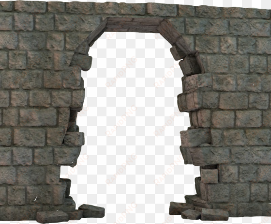 brokenwall wall bricks frame hole gate gateway door - brick