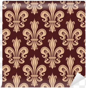 brown and beige seamless fleur de lis pattern wallpaper - seamless