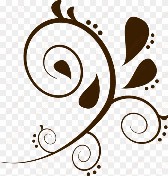 brown swirl flourish clip art at clker - black and white butterfly floral art design - shower