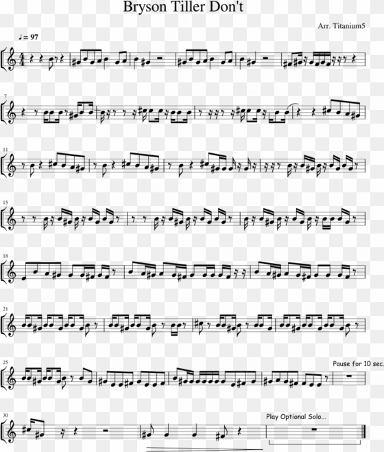 bryson tiller don't sheet music composed by arr - writings on the wall violin notes