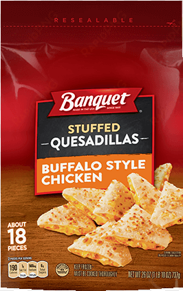 buffalo style chicken stuffed quesadillas - banquet rigatoni & italian sausage with meatballs