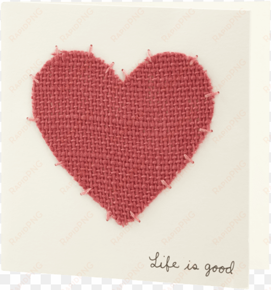 burlap heart card - life is good burlap heart card