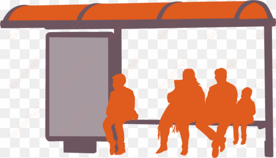 bus stop 2 orange - human silhouette at bus stop