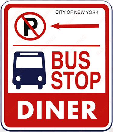 bus stop diner - no parking fire lane signs with no parking symbol,black/red