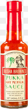 busha browne's pukka hot pepper sauce - busha brownes pukka hot pepper sauce - 5 fl oz bottle