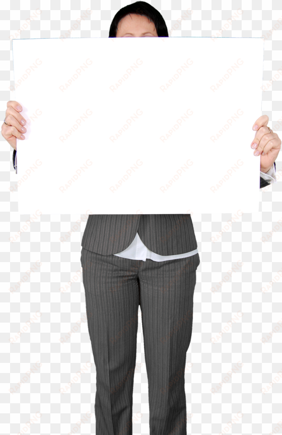 business woman holding blank white board png image - man holding board png