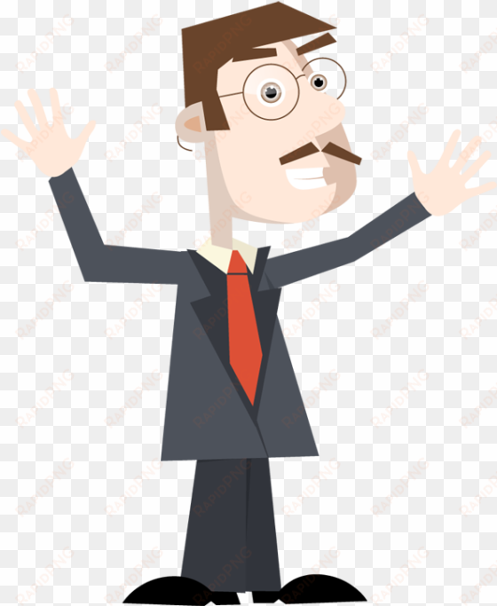 Businessman Excited With Hands Up - Illustration transparent png image