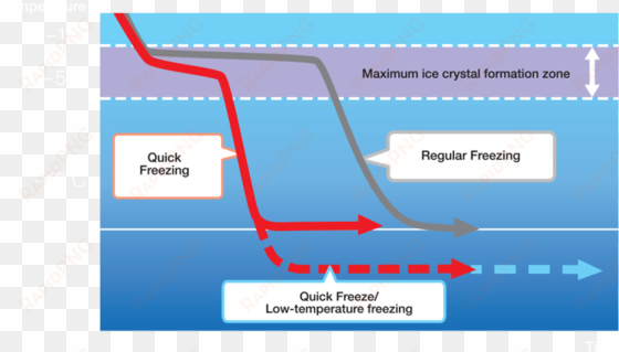 by quickly going past the maximum ice crystal formation - ice crystals in food