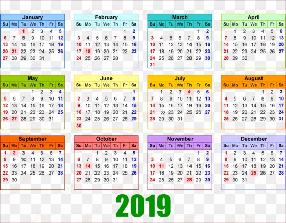 calendar 2019 hd png - free printable 2019 calendar with holidays