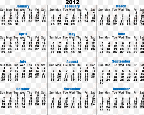 Calendar2012 V4 Half , Letter Size Single Page Calendar - Business Card Calendar 2012 transparent png image