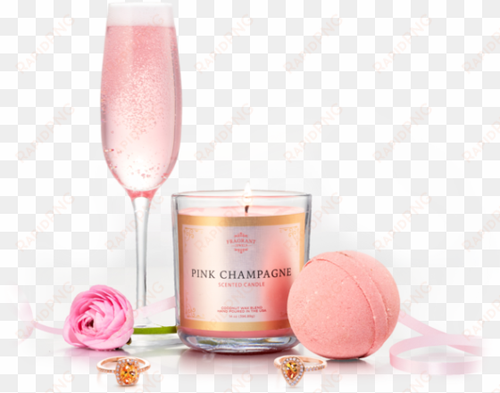 candle & bath bomb gift set - fragrant jewels pink champagne