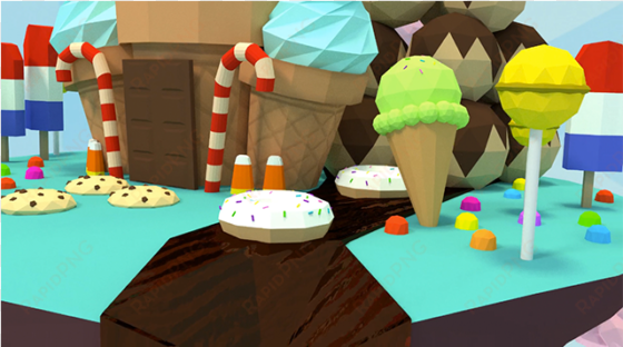 Candyland Was Created As A School Project In Collaboration - 3d Environment Low Poly transparent png image