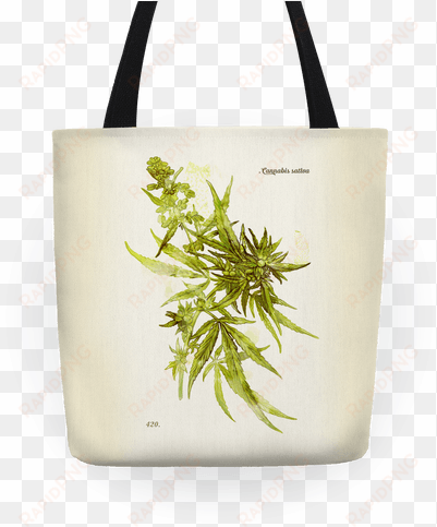 cannabis botanical illustration tote bag - cannabis botanical illustration