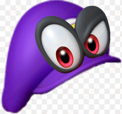 Cappy On Waluigi's Cap - Waluigi Hat Transparent transparent png image