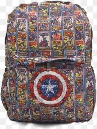 captain america cartoon school backpack - marvel captain america shield - obraz na płótnie