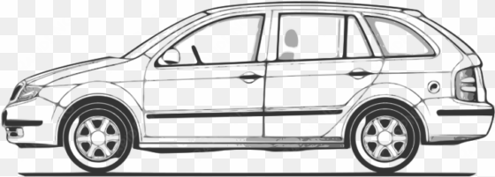 Car Compact Fabia Side View Clip Art Free Vector / - Car Side View Vector transparent png image
