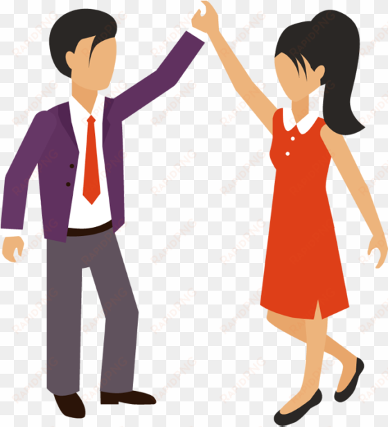 cartoon business man and woman hand giving high five - businesswoman drawing png