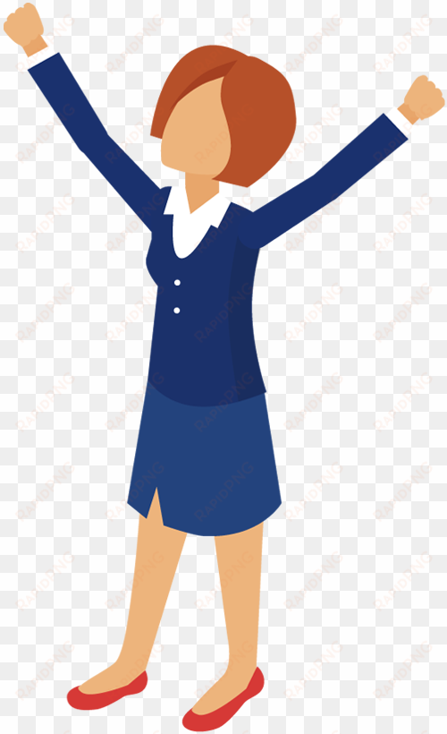 cartoon business woman with hands up