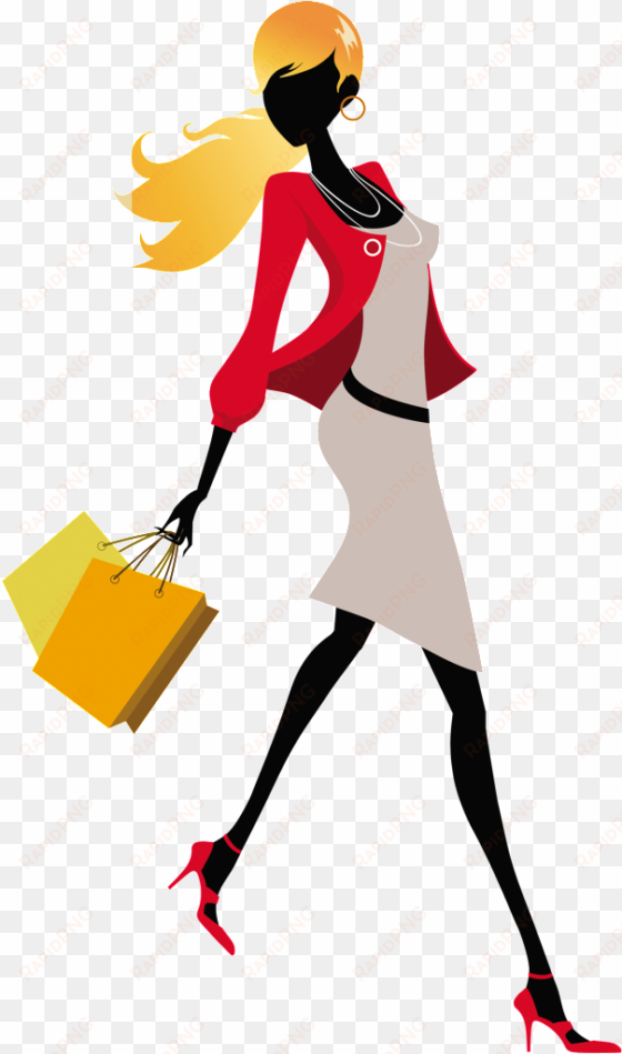 cartoon fashion girl png - women with shopping bags