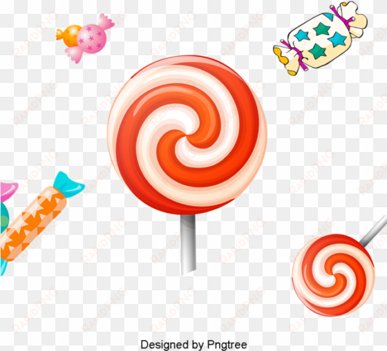 cartoon hand-painted candy lollipop, candy, lollipops, - lollipop