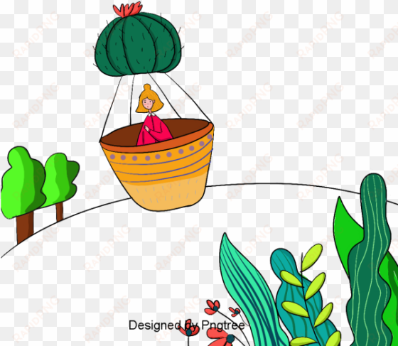 cartoon hand-painted simple flower pot flower design, - design