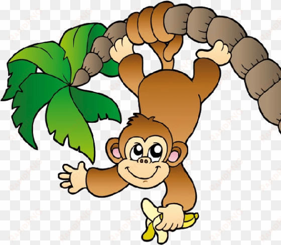 cartoon monkey clipart - monkey hanging from a tree