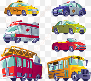 cartoon set of isolated icons of urban transport - transport