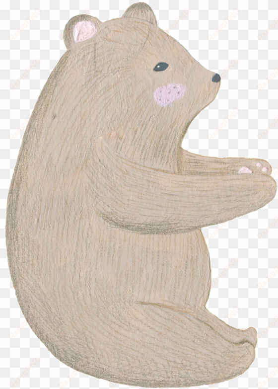 cartoon version of hand painted sitting cute bear - portable network graphics