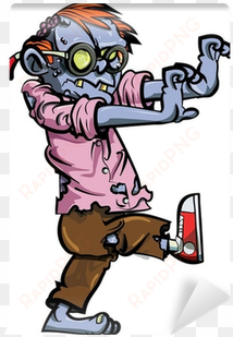 cartoon zombie nerd with glasses wall mural • pixers® - cartoon of zombies