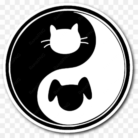 cat dog yin yang 3" x 3" vinyl die cut sticker - ying yang cats